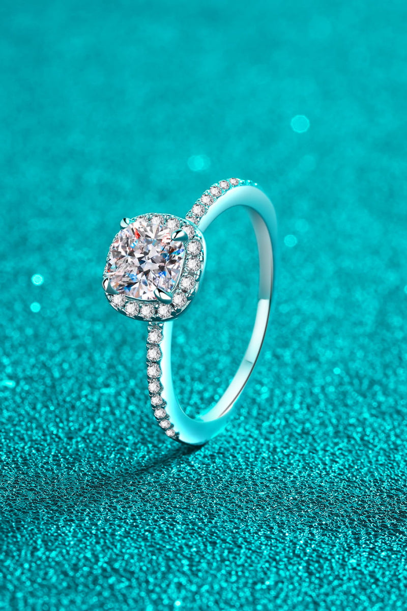 Elegant Brilliance: 1 Carat Moissanite 925 Sterling Silver Halo Ring at Burkesgarb