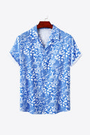 "Burkesgarb Plant Lapel Collar Short Sleeve Shirt - Embrace Nature with Style!"