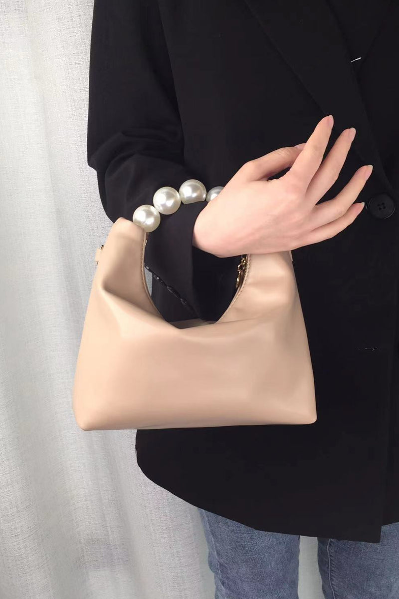 Luxurious Leather Pearl Handbag | Burkesgarb - Elegance in Every Detail