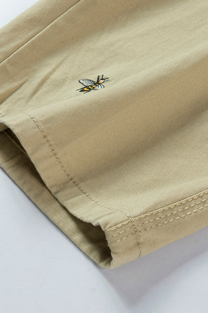 "Buzz-Worthy Style: Bee Embroidery Belted Shorts for Fashion-Forward Looks"