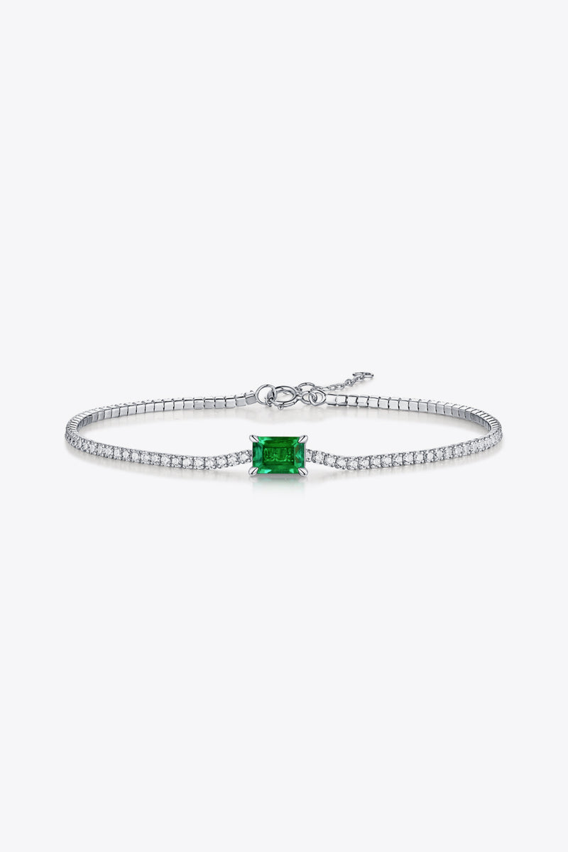 Elegant 1 Carat Lab-Grown Emerald Bracelet at Burkesgarb