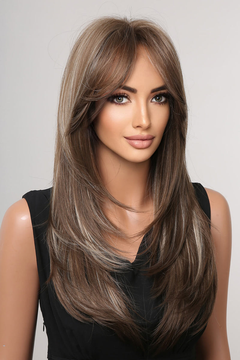 Stylish Simplicity: 13*1" Full-Machine Synthetic Wig, Long Straight 22" Length