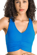Stay Supported and Stylish with the Gathered Detail Halter Neck Sports Bra at Burkesgarb