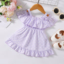 Printed Frill Trim Ruffle Hem Dress