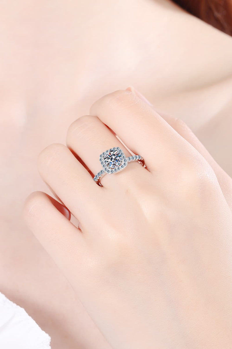 Elegant and Sparkling: 2 Carat Moissanite Square Halo Ring | Burkesgarb