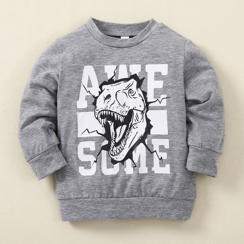 "Roar into Style with the Kids Graphic Sweatshirt and Dinosaur Design Joggers Set at Burkesgarb"