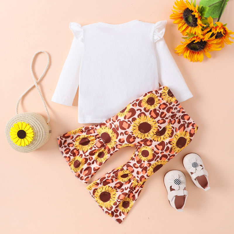 Baby Girl Graphic Top and Flare Pants Set: Adorable Style for Your Little Fashionista at Burkesgarb