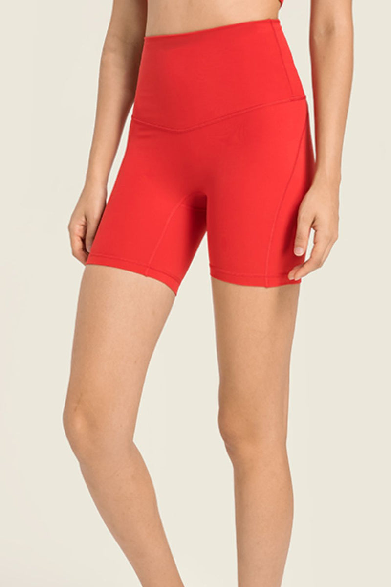 Sleek and Comfortable: Seamless High-Rise Wide Waistband Biker Shorts at Burkesgarb