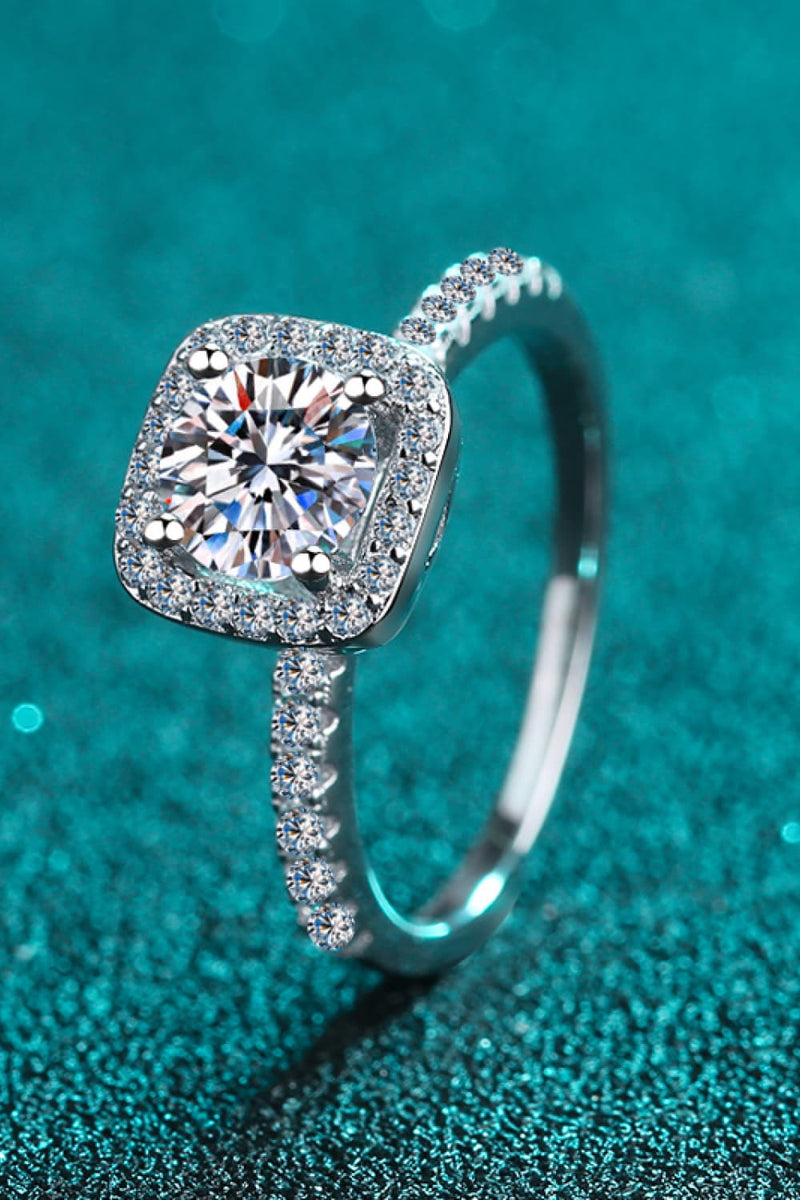 Elegant and Sparkling: 2 Carat Moissanite Square Halo Ring | Burkesgarb