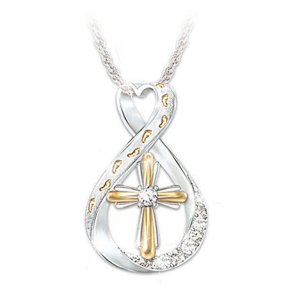"Symbolic Beauty: Cross Footprint Diamond Pendant by Burkesgarb | Meaningful and Elegant Jewelry"