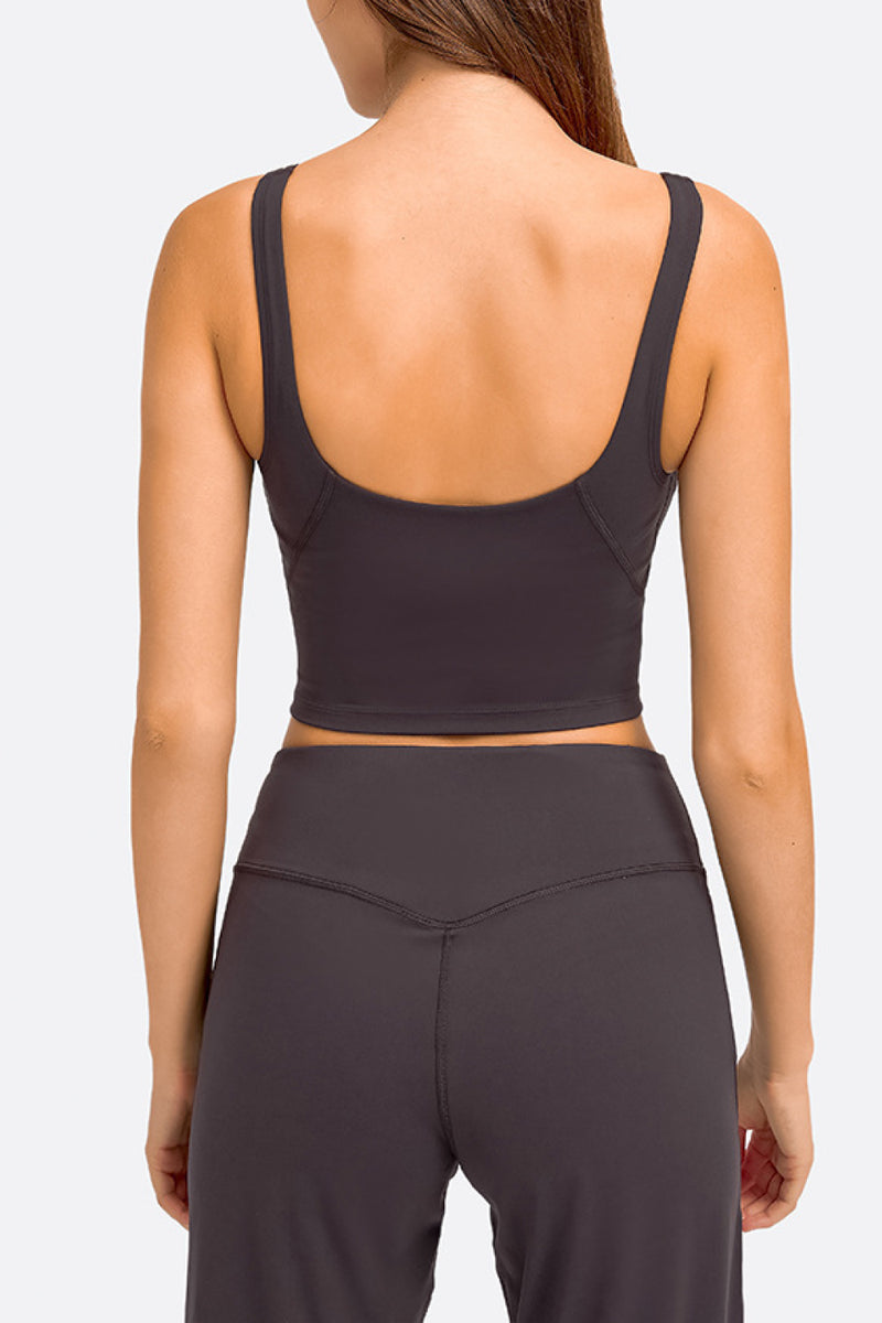 Enhance Your Workout Style with the Deep V-Neck Crop Sports Bra at Burkesgarb