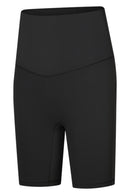 Sleek and Comfortable: Seamless High-Rise Wide Waistband Biker Shorts at Burkesgarb
