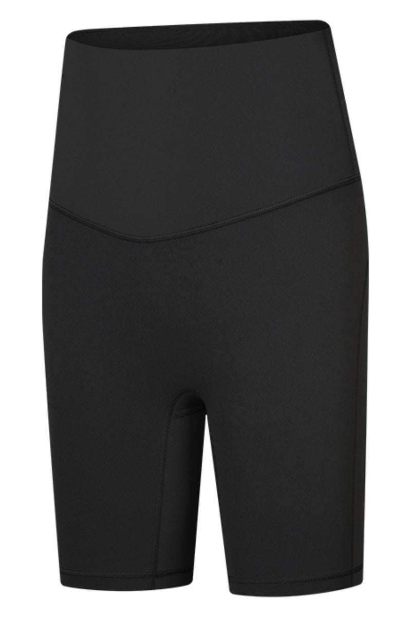 Sleek and Comfortable: Seamless High-Rise Wide Waistband Biker Shorts at Burkesgarb