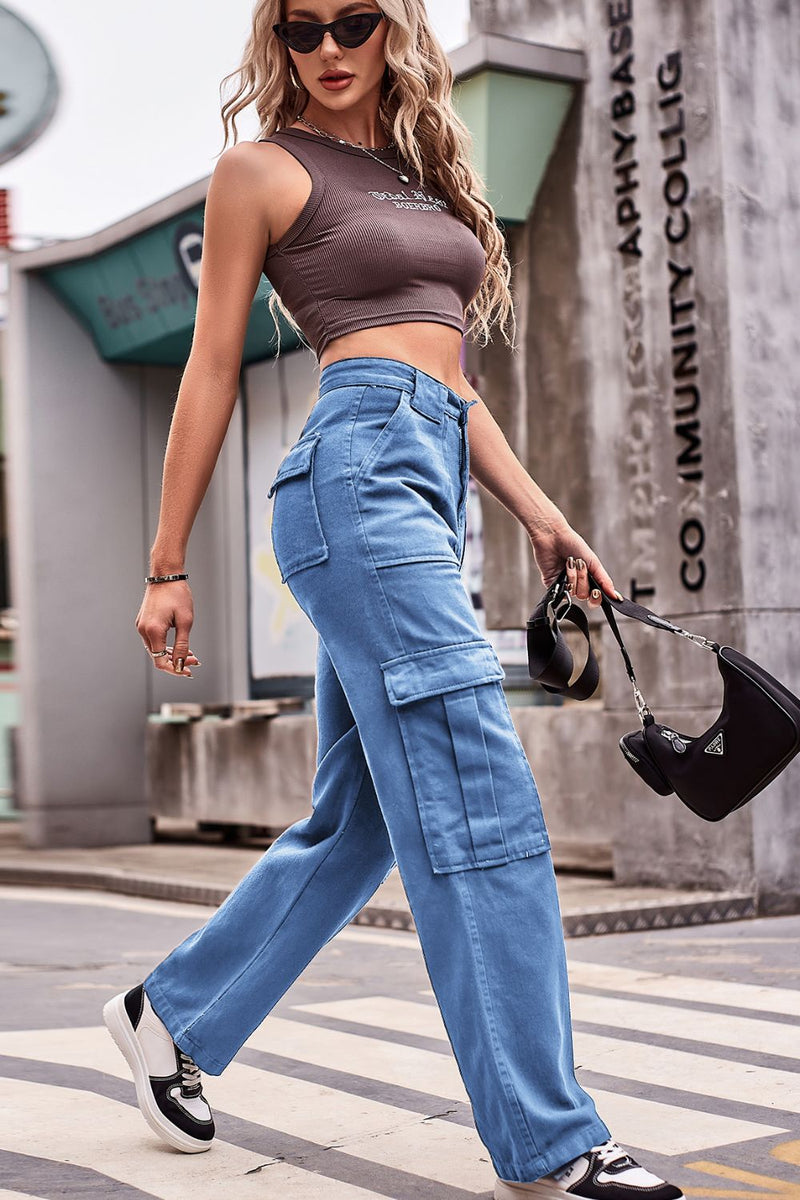 Effortless Chic: Buttoned High Waist Loose Fit Jeans