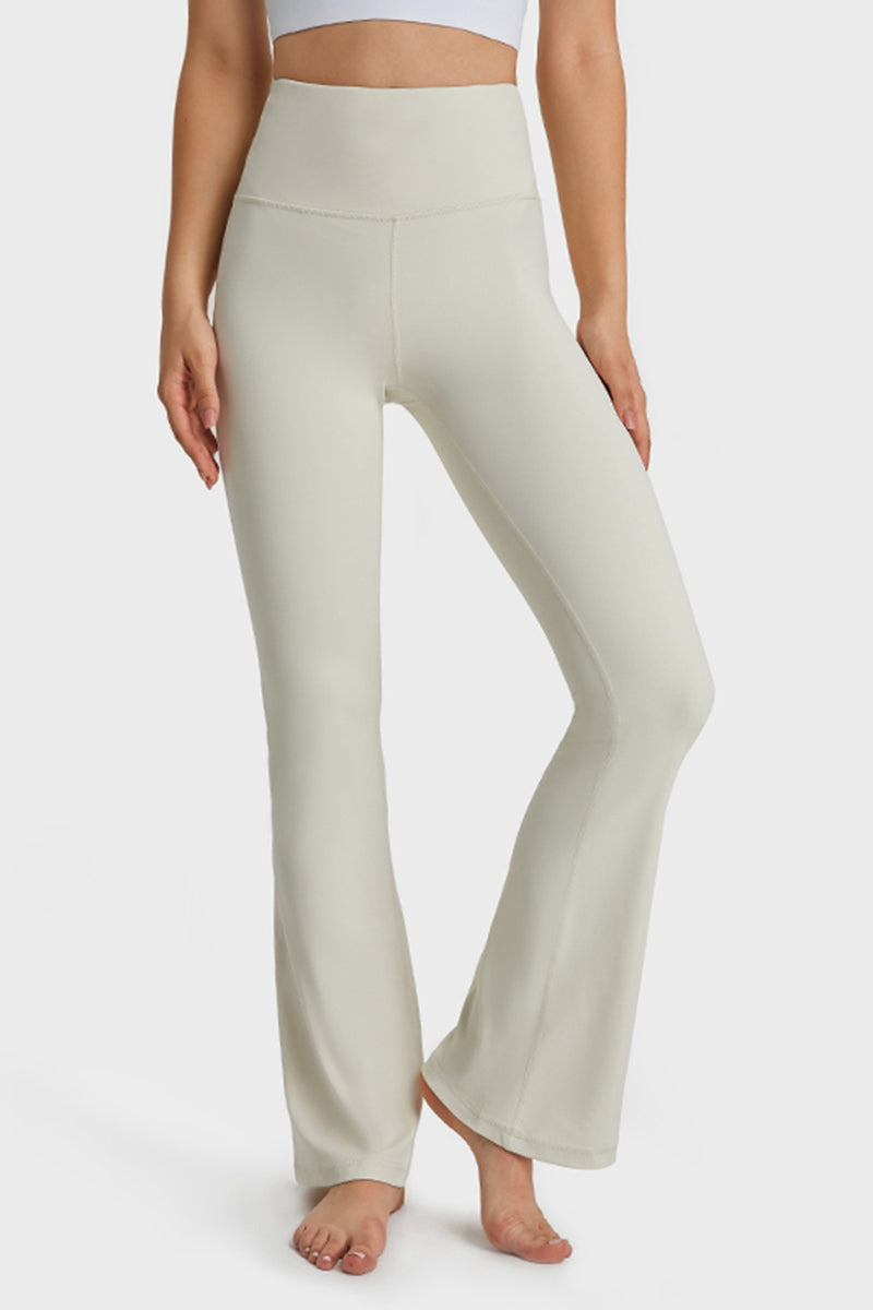 Stay Flexible and Stylish with Elastic Waist Flare Yoga Pants at Burkesgarb