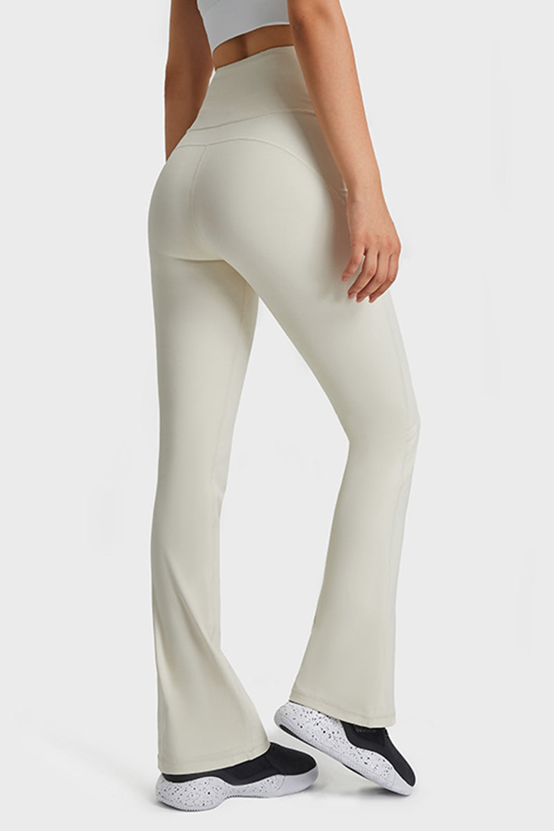 Stay Flexible and Stylish with Elastic Waist Flare Yoga Pants at Burkesgarb