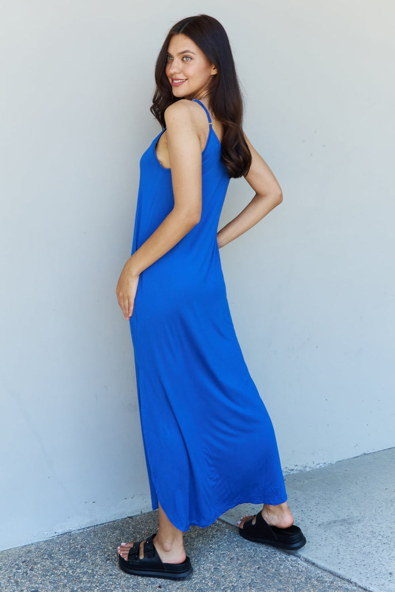 Embrace Elegance and Comfort with a Royal Blue Side Slit Maxi Dress