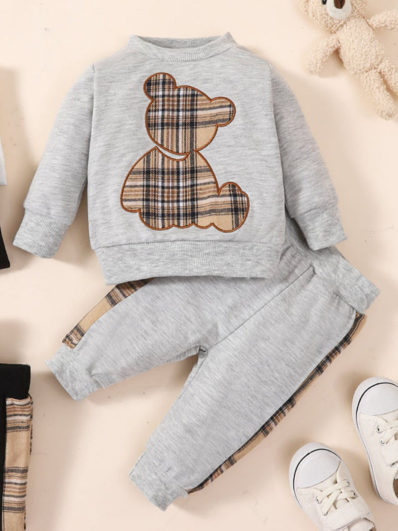 Bundle of Cuteness: Baby Bear Graphic Sweatshirt and Joggers Set at Burkesgarb