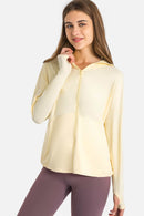 Stay Cozy and Stylish with the Zip Up Dropped Shoulder Hooded Sports Jacket at Burkesgarb