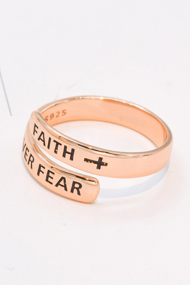 Embrace Strength and Faith with the Sterling Silver FAITH OVER FEAR Bypass Ring at Burkesgarb