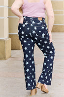 Starry Style: Full Size High Waist Star Flare Jeans at Burkesgarb