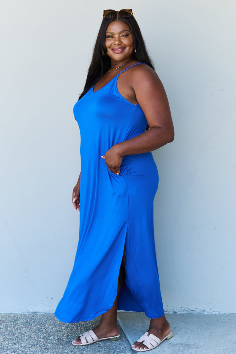 Embrace Elegance and Comfort with a Royal Blue Side Slit Maxi Dress