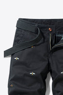 "Buzz-Worthy Style: Bee Embroidery Belted Shorts for Fashion-Forward Looks"