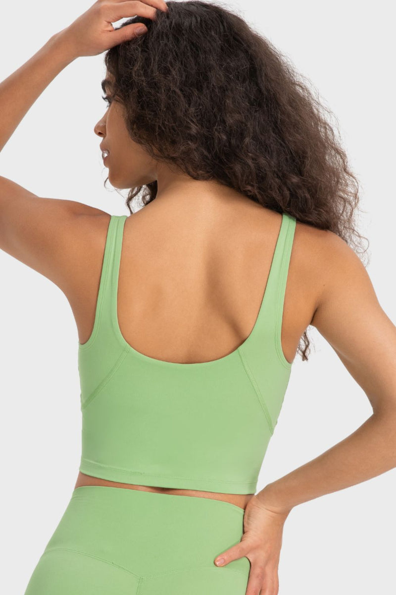 Enhance Your Workout Style with the Deep V-Neck Crop Sports Bra at Burkesgarb