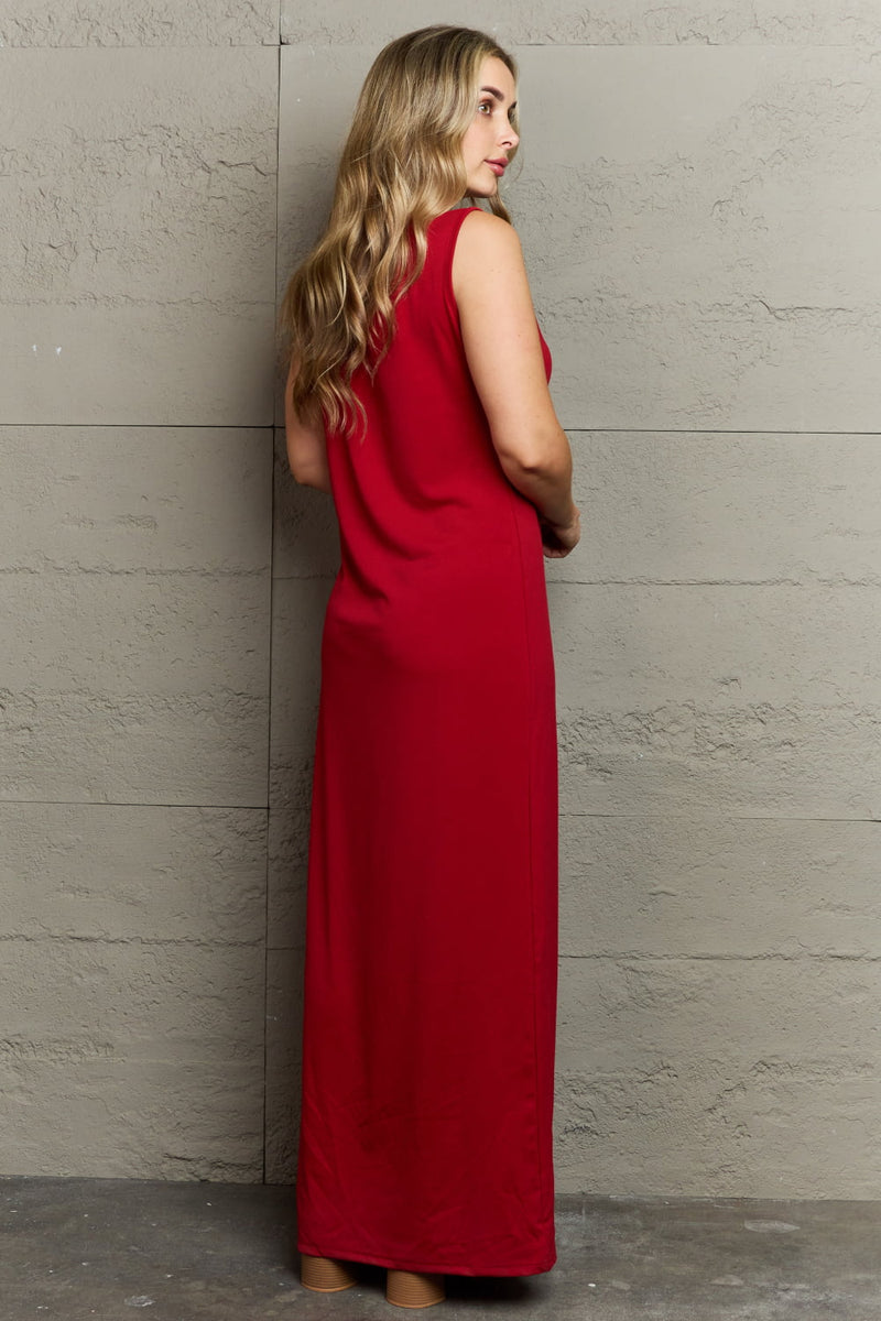 Elegance in Every Step: Plus Size Scoop Neck Maxi Tank Dress at Burkesgarb