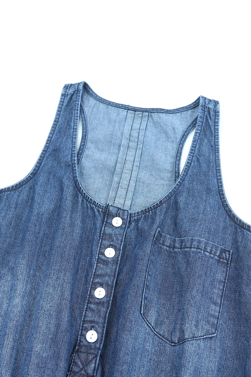 "Effortlessly Stylish: Buttoned Denim Jumpsuit by Burkesgarb | Fashionable and Versatile"