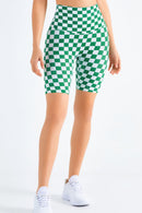 Chic and Comfortable: Checkered Wide Waistband Biker Shorts at Burkesgarb