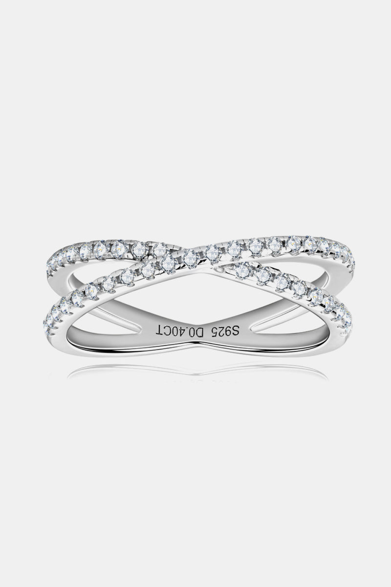 Embrace Radiance and Style with the Moissanite 925 Sterling Silver Crisscross Ring