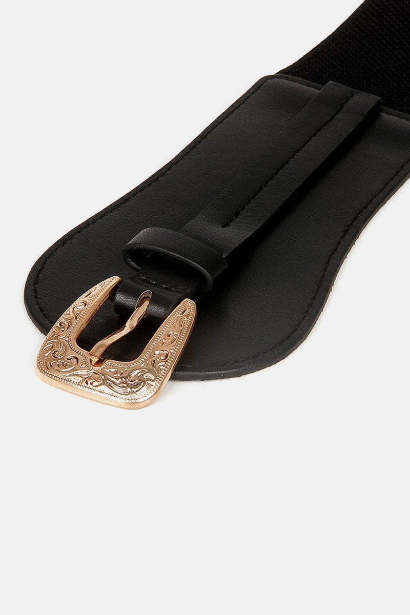 Complete Your Look with Burkesgarb Wide Elastic Belt with Alloy Buckle
