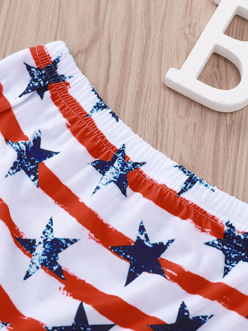 Celebrate in Style with Kids Graphic Tank and US Flag Shorts Set | Burkesgarb