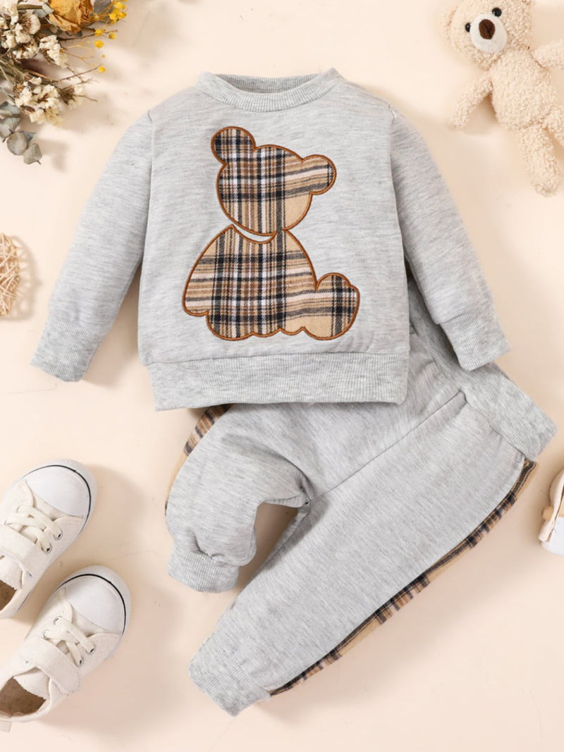 Bundle of Cuteness: Baby Bear Graphic Sweatshirt and Joggers Set at Burkesgarb