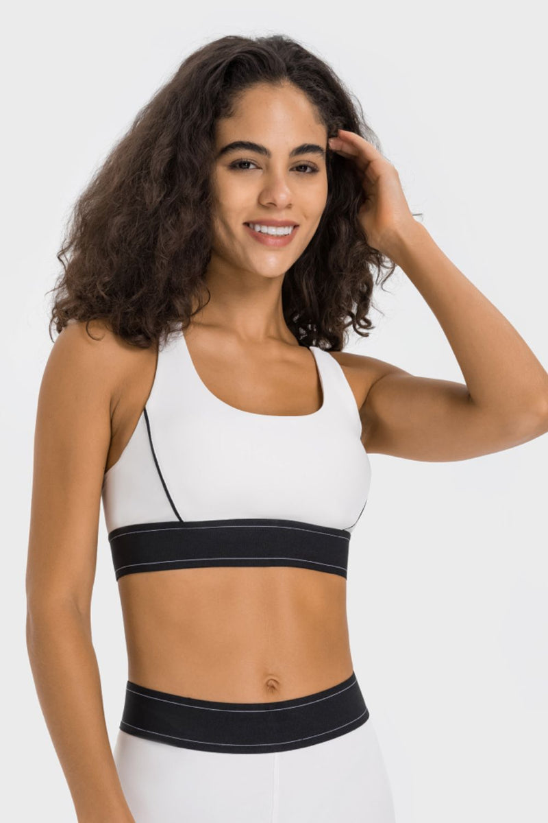 Stay Supported and Stylish with our Contrast Sports Bra | Burkesgarb