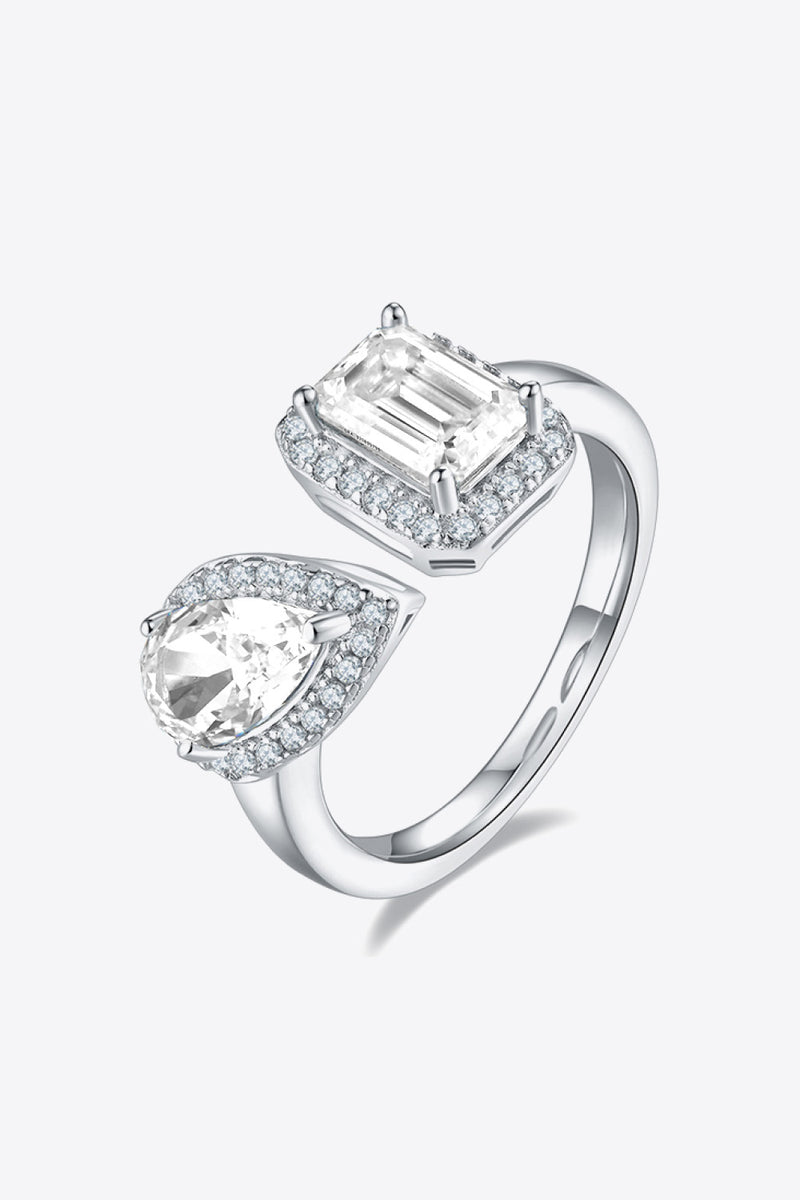 Sparkling Elegance: 1 Carat Moissanite 925 Sterling Silver Open Ring at Burkesgarb