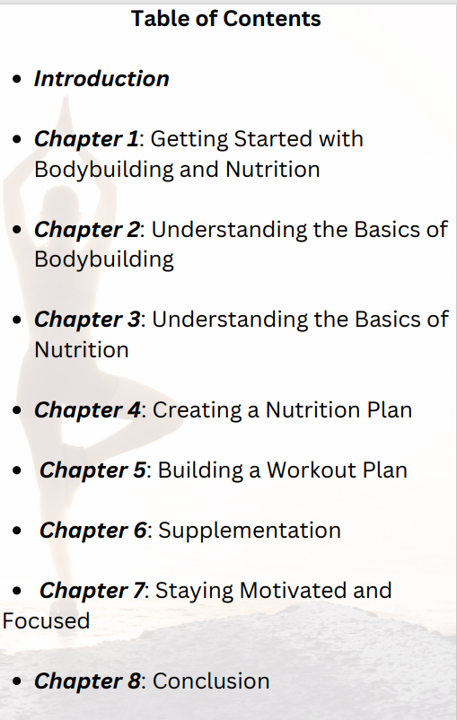 The Beginner's Guide to Bodybuilding and Nutrition E-Book