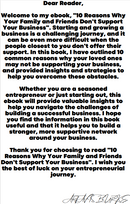 10 REASONS WHY YOUR FAMILY AND FRIENDS DONT SUPPORT YOUR BUSINESS E-Book