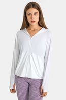 Stay Cozy and Stylish with the Zip Up Dropped Shoulder Hooded Sports Jacket at Burkesgarb