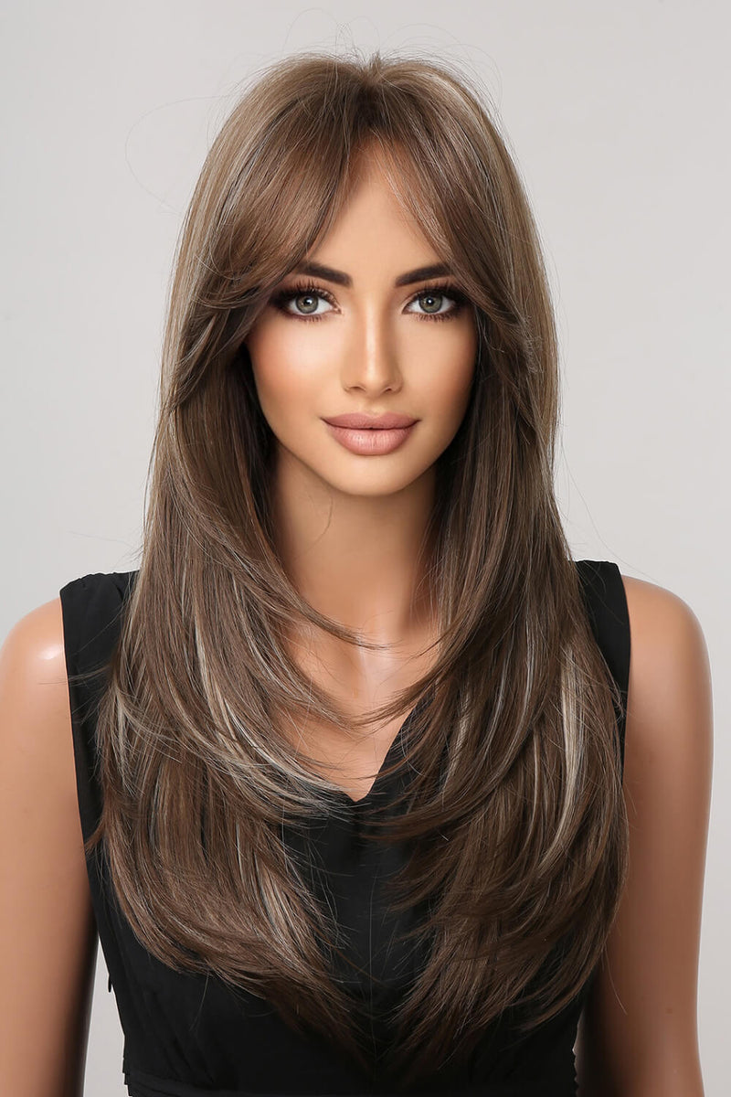 Stylish Simplicity: 13*1" Full-Machine Synthetic Wig, Long Straight 22" Length