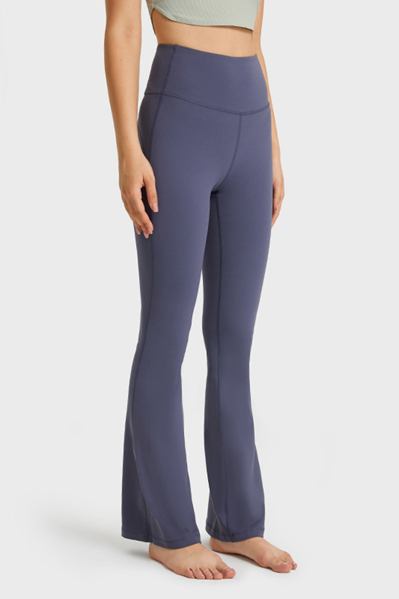 Stay Flexible and Stylish with Elastic Waist Flare Yoga Pants at Burkesgarb