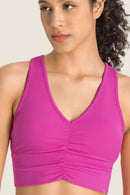 Stay Supported and Stylish with the Gathered Detail Halter Neck Sports Bra at Burkesgarb