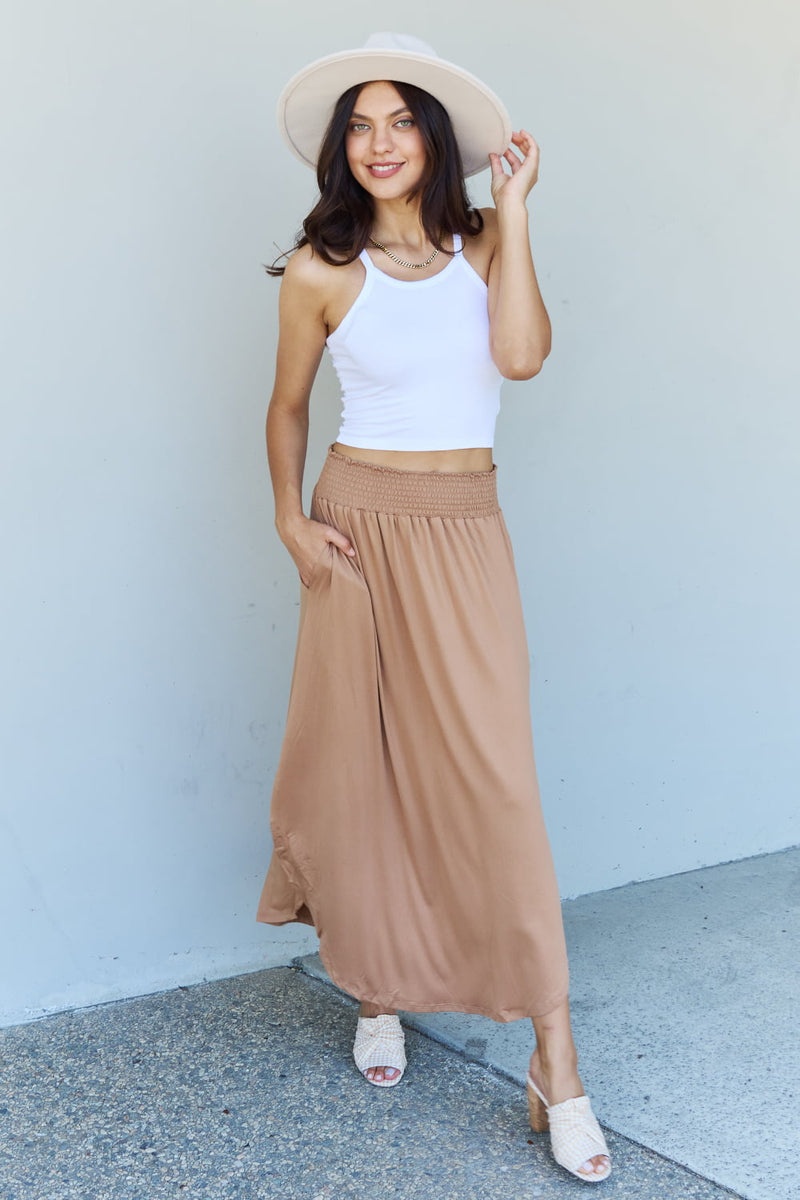 "Effortless Elegance: Tan Maxi Skirt by Burkesgarb | Stylish and Versatile Women's Bottom"