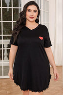 Uncompromising Comfort and Style: Plus Size Short Sleeve V-Neck Night Dress at Burkesgarb