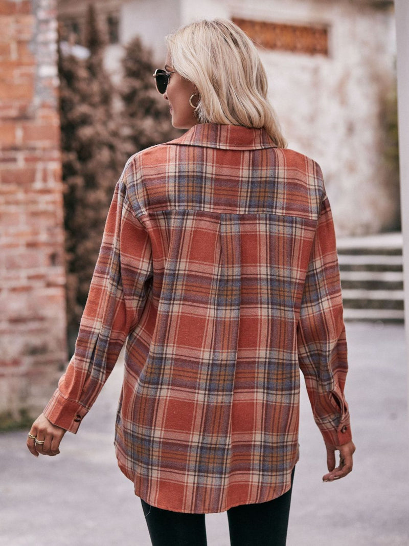 Effortlessly Stylish: Plaid Dropped Shoulder Longline Shirt at Burkesgarb