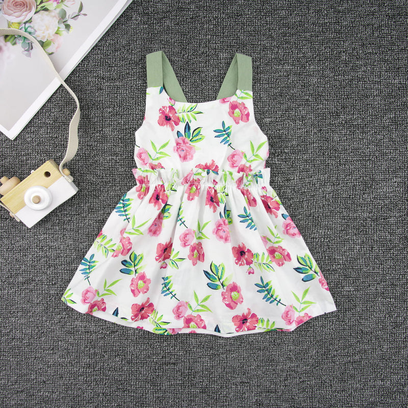 "Charming and Stylish: Floral Ruffled Sleeveless Dress for Babies by Burkesgarb | Adorable and Comfortable Baby Outfit"