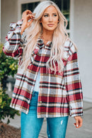 Double Take Plaid Button Front Shirt Jacket at Burkesgarb - Embrace Cozy and Chic Style
