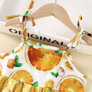 "Adorable and Playful: Fruit Print Tie Shoulder Dress for Babies by Burkesgarb | Cute and Comfortable Baby Fashion"