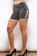 "Fashionable and Chic: Women's Stripe Buttoned Denim Shorts by Burkesgarb | Stylish Bottoms for Summer"